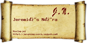 Jeremiás Nóra névjegykártya